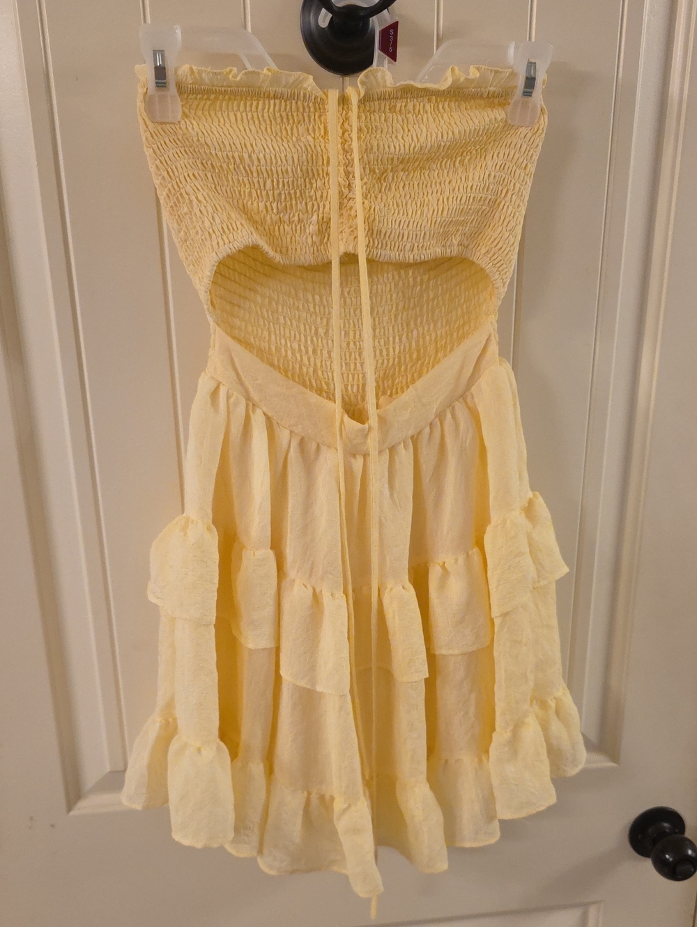 Windsor Strapless Pale Yellow Ruffle Tiered Mini Dress